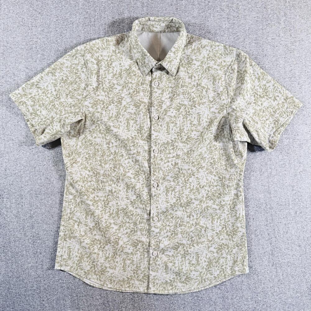 Lululemon Shirt Mens Large Leaf Print Athletic Airing Easy Casual Ripstop
